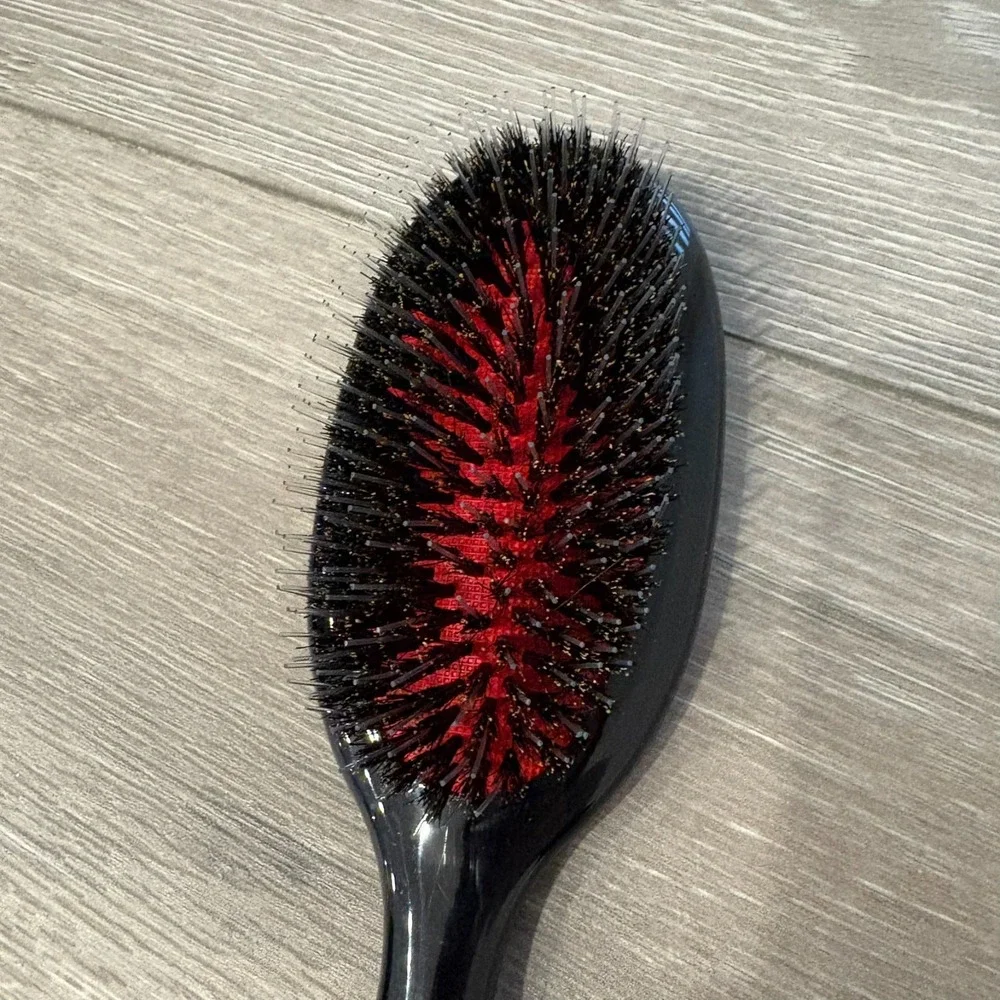 NWT Black Oval Boar Soft‎ Bristles Hair Brush Nylon Pins Styling Profession